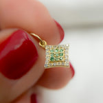 Load image into Gallery viewer, GDP374. 14K Solid Gold Diamond Shape Charm with Diamonds and Gemstones