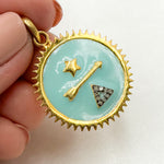 Load image into Gallery viewer, Diamond Sterling Silver Round Enamel Pendant