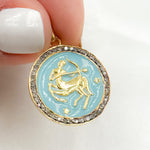 Load image into Gallery viewer, Shop Now Silver Round Sagittarius Zodiac Enamel Pendant