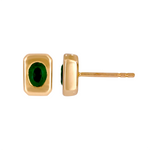 Load image into Gallery viewer, Gold Emerald Rectangular Stud Earrings