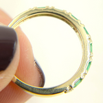 Load image into Gallery viewer, 14K Solid Yellow Gold Diamond and Emerald Band Ring