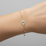 Load image into Gallery viewer, BR401077. 14k Solid Gold Diamond and Gemstone Eye Bracelet