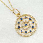 Load image into Gallery viewer, 14k Solid Gold Diamond and Blue Sapphire Circle Charm. GDP414