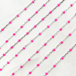 Load image into Gallery viewer, Silver Pink Color Enamel Chain