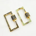 Load image into Gallery viewer, Diamond Sterling Silver Rectangle Enamel Carabiner Clasp