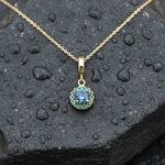Load image into Gallery viewer, CMF00358B. 14K Solid Gold Blue Natural Diamond Round Charm