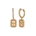 Load image into Gallery viewer, 14K Solid Gold and Rectangular Dangle Earring