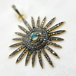 Load image into Gallery viewer, DP065. Diamond Sterling Silver Sun Pendant with Gemstone