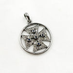 Load image into Gallery viewer, DP453. Diamond Sterling Silver Round Cross Pendant with Gemstone
