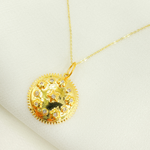 Load image into Gallery viewer, GDP235. 14K Solid Gold Circle Pendant with Diamonds