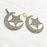Load image into Gallery viewer, DP111. Diamond Sterling Silver Moon & Star Pendant