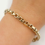Load image into Gallery viewer, 568/A311B. 14K Solid Gold Hollow Box Link Bracelet