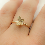 Load image into Gallery viewer, 14K Solid Gold Butterfly Diamond Ring.