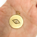 Load image into Gallery viewer, GDP58. 14K Solid Gold with Diamonds Circle Shape Evil Eye Charm