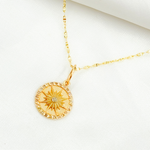 Load image into Gallery viewer, GDP530. 14K Solid Gold Circle Charm with Diamonds and Star in the Center