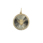 Load image into Gallery viewer, KSG46. 925 Sterling Silver Black Rhodium with Diamonds Circle Shape Charm with Bee in the Center