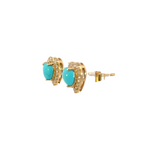 Load image into Gallery viewer, EFE52544TQ. 14k Solid Gold Diamond Turquoise Heart Studs