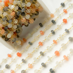 Load image into Gallery viewer, Multi Moonstone Gold Plated 925 Sterling Silver Wire Chain. MS72