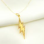 Load image into Gallery viewer, 14K Solid Gold with Diamonds Thunderbolt Shape Charm. GDP99