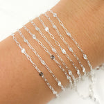 Load image into Gallery viewer, Sterling Silver Smooth Paperclip and Diamond Cut Marina Link Chain