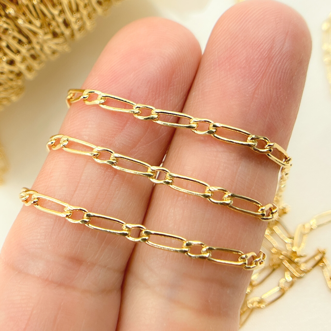2411CHRGF. 14K Gold Filled Flat Oval & Round Link Curb Chain
