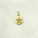 Load image into Gallery viewer, 14K Solid Gold Diamond Circle Flower Charm. GDP356