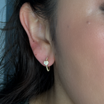 Load image into Gallery viewer, EHB57034. 14k Solid Gold Diamond Heart and Beads Hoops