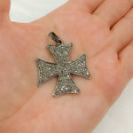 Load image into Gallery viewer, DP021. Diamond Sterling Silver Cross Pendant