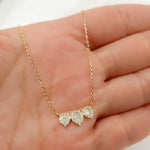 Load image into Gallery viewer, 14K Solid Gold Diamond 3 Leaf Necklace
