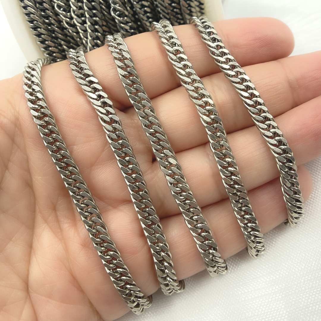 Y68OX. Oxidized Sterling Silver Solid Double Curb Chain
