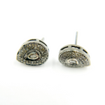 Load image into Gallery viewer, DE041. Pave Diamond and Dark Polka Diamond Silver Drop Studs
