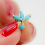 Load image into Gallery viewer, Shop 14K Solid Yellow Gold Diamond and Turquoise Heart Stud Earring