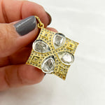 Load image into Gallery viewer, DP461. Diamond Sterling Silver Square Flower Pendant with Polki Diamonds