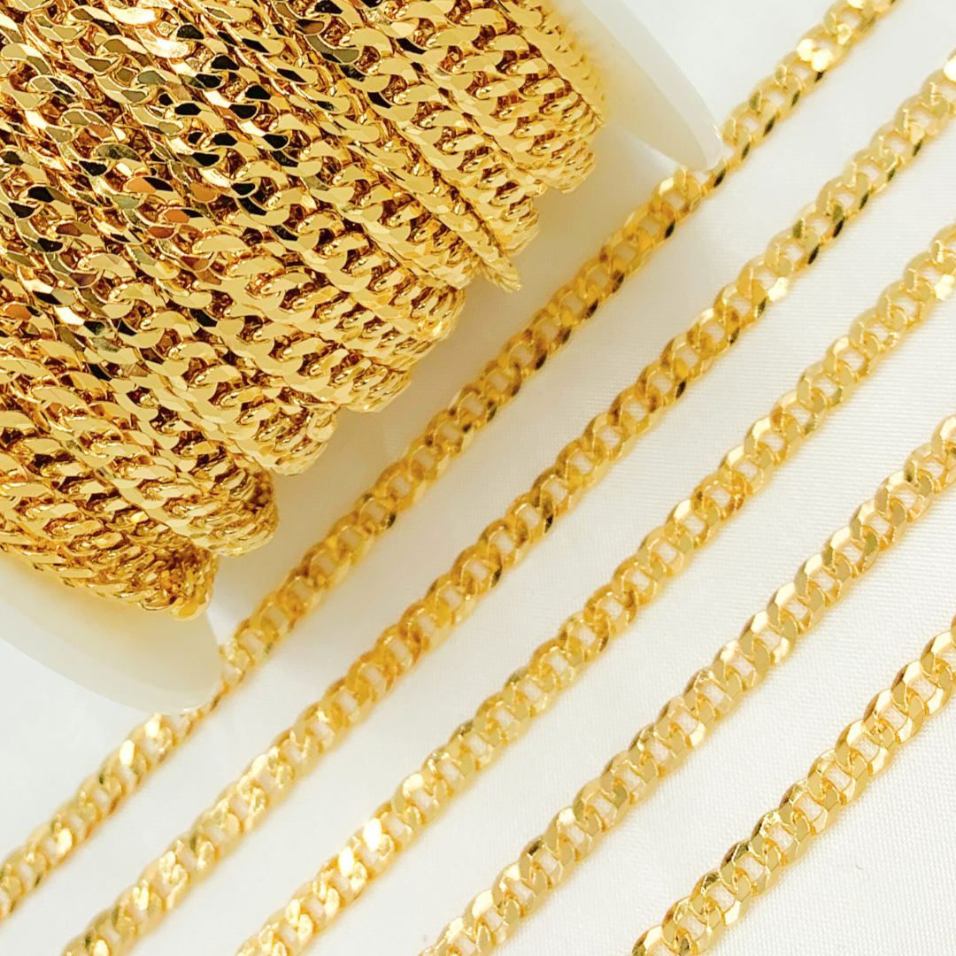 Shop Gold Plated Sterling Silver Miami Flat Curb Link Chain