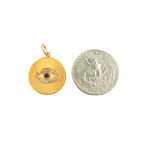 Load image into Gallery viewer, Solid Gold Diamonds and Blue Sapphire Circle Evil Eye