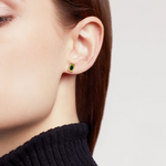 Load image into Gallery viewer, CE96730EM. 14K Solid Gold Emerald Rectangular Stud Earrings