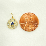Load image into Gallery viewer, 14K Solid Gold Diamond and Gemstone Star Circle Charm. GDP366