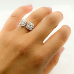 Load image into Gallery viewer, 14K Solid Gold Rectangle Diamond Baguette Ring.