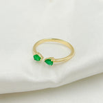 Load image into Gallery viewer, 14K Solid Gold Gemstone 2 Drop Open Ring.