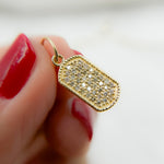 Load image into Gallery viewer, 14k Solid Gold Diamond Rectangle Charm. GDP503