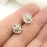 Load image into Gallery viewer, EFB50704. 14K Solid Gold and Diamonds Circle Earrings