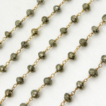 Load image into Gallery viewer, Pyrite Rondel Faceted Gold Plated 925 Sterling Silver Wire Chain. PYR68
