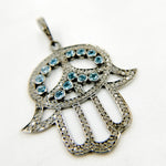 Load image into Gallery viewer, DP2005. Diamond Sterling Silver Hamsa Pendant with Gemstone