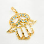Load image into Gallery viewer, DP2005. Diamond Sterling Silver Hamsa Pendant with Gemstone