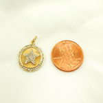 Load image into Gallery viewer, 14K Solid Gold Diamonds & Gemstone Star Round Charm. GDP361
