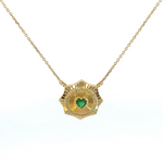 Load image into Gallery viewer, CN96235EM4. 14k Solid Gold Emerald Heart and Diamond Necklace