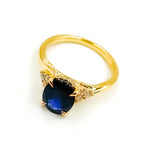 Load image into Gallery viewer, 14K Yellow Gold Oval Blue Sapphire and Diamonds Fancy Ring