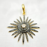 Load image into Gallery viewer, DP065. Diamond Sterling Silver Sun Pendant with Gemstone