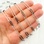 Load image into Gallery viewer, V4SB1. Black Rhodium & White Silver Diamond Cut Paperclip Chain