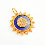Load image into Gallery viewer, 14K Solid Gold Sun Round Pendant